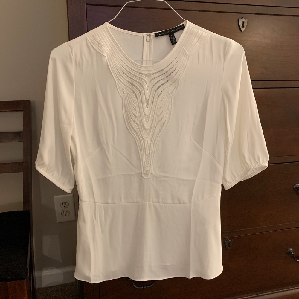 White House Black Market peplum top size 6 white NWT